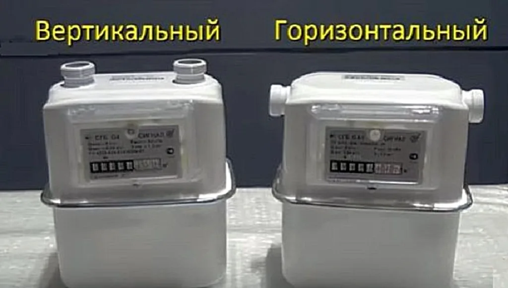 Мембранные счетчики с разным расположением входных патрубков.