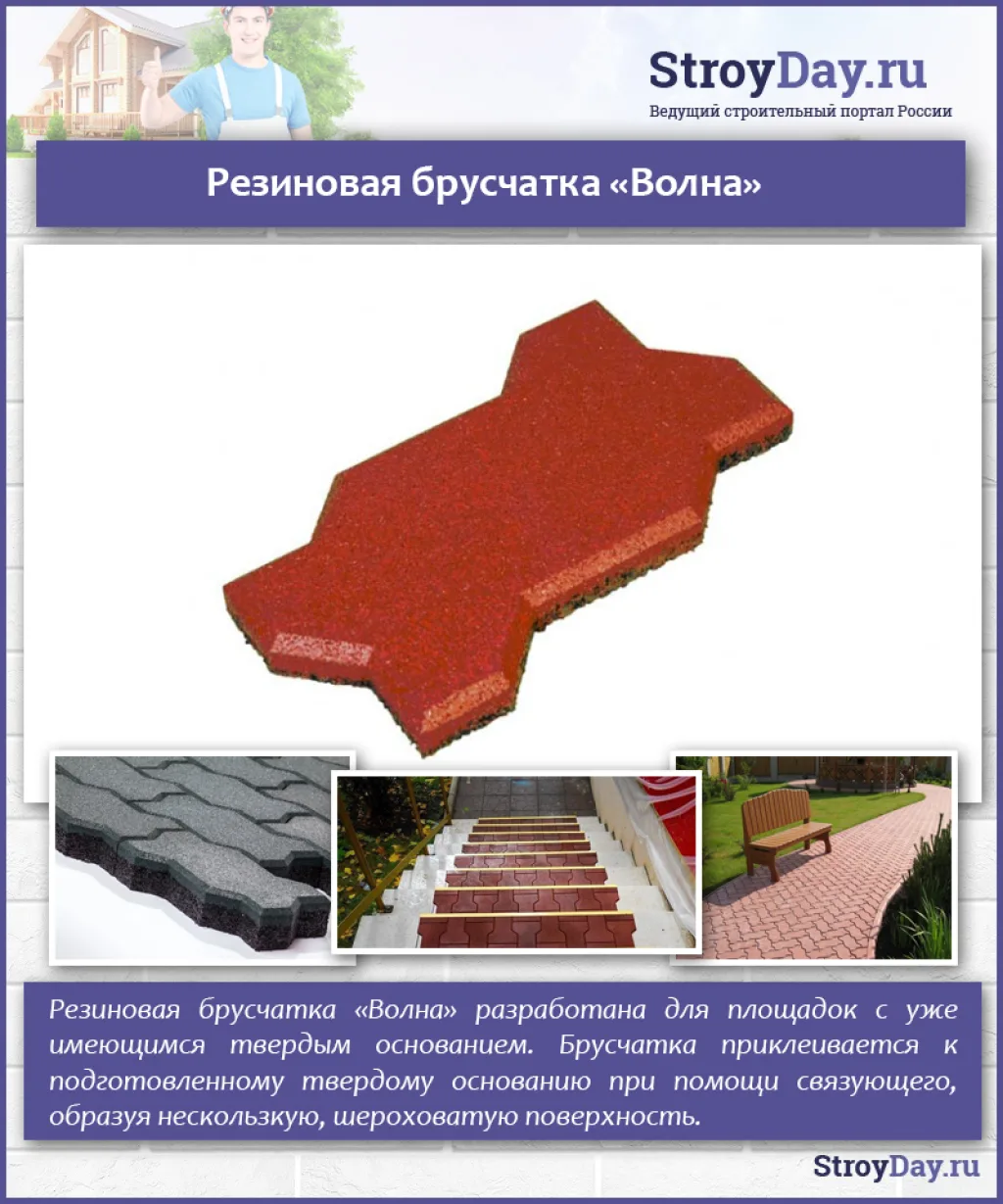Резиновая брусчатка «Волна»  