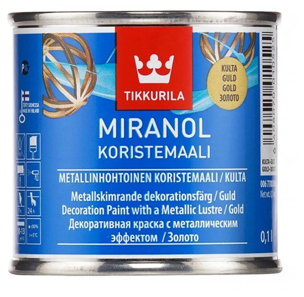 Краска акриловая Tikkurila Miranol Koristemaali влагостойкая моющаяся полуглянцевая