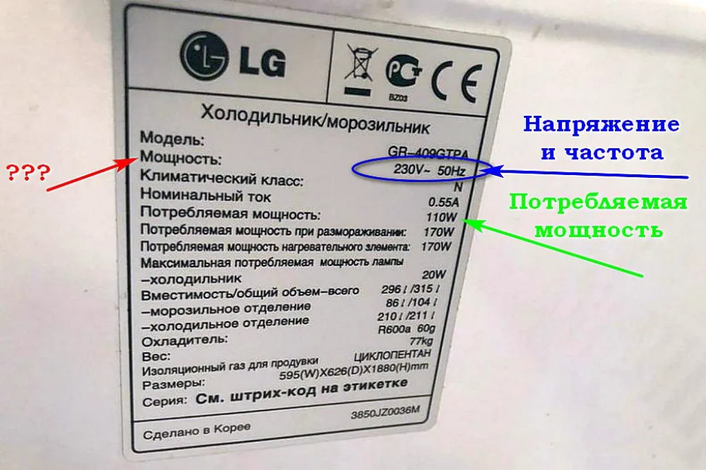 Пример, где указано номинальное напряжение в 230 вольт. Кстати, и где обнаружена серьезная ошибка автора этого шильдика – показано красным.