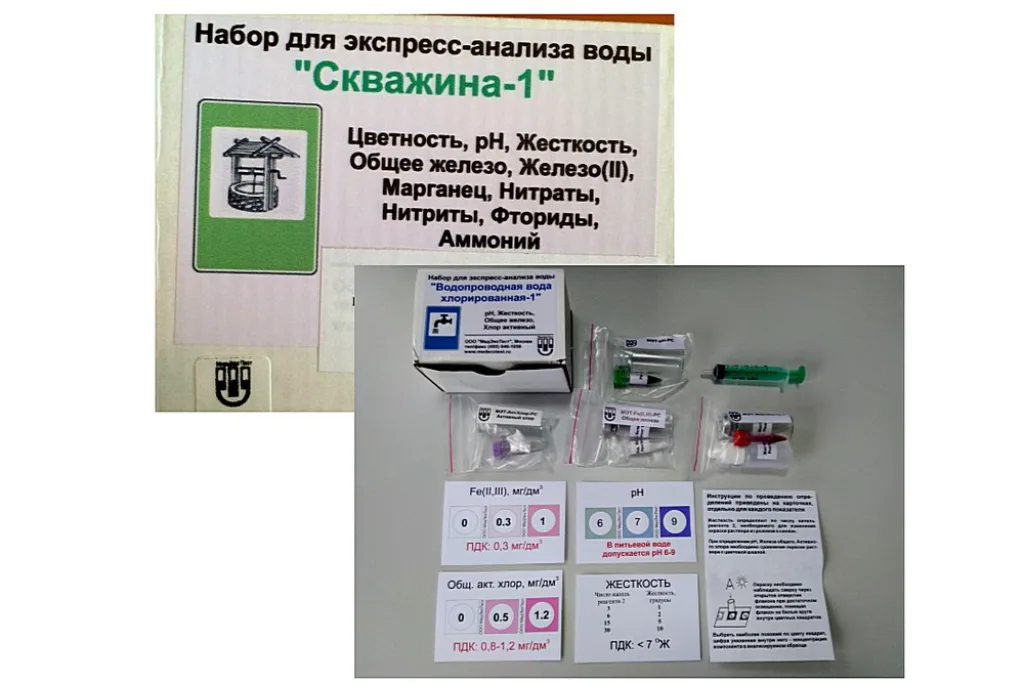 Примеры различных экспресс-тестов для выявления реального качества поступающей воды.