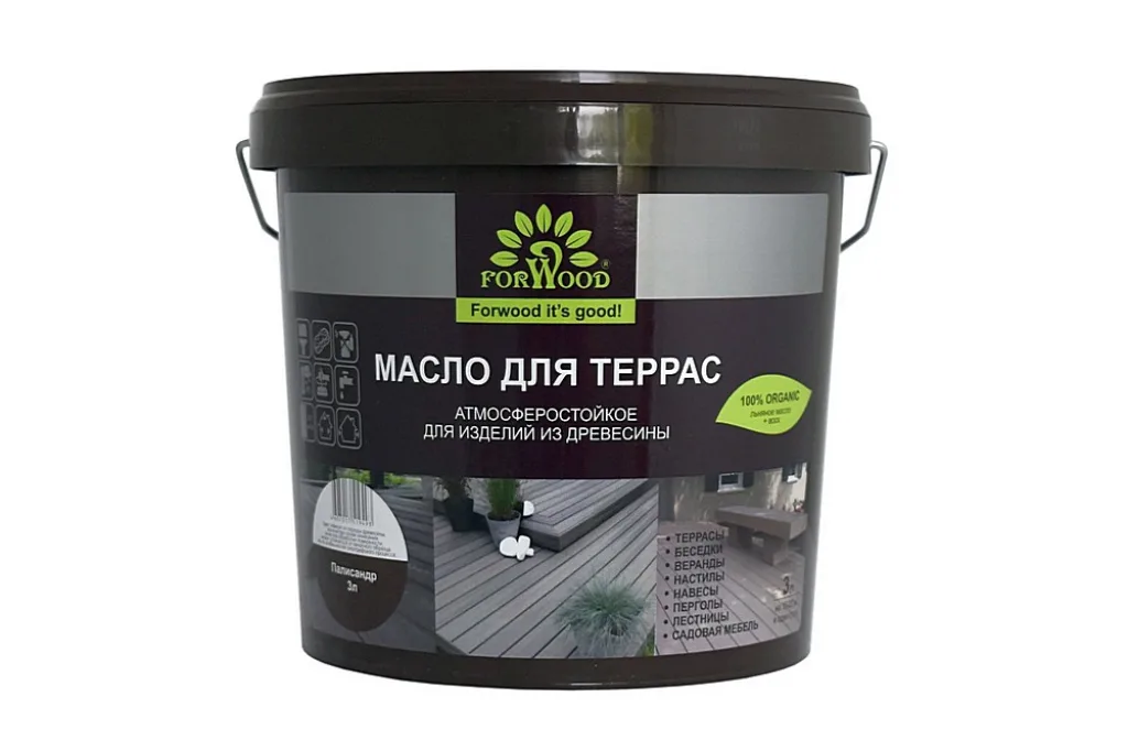 Масло FORWOOD для террасной доски и садовой мебели, палисандр, 3л