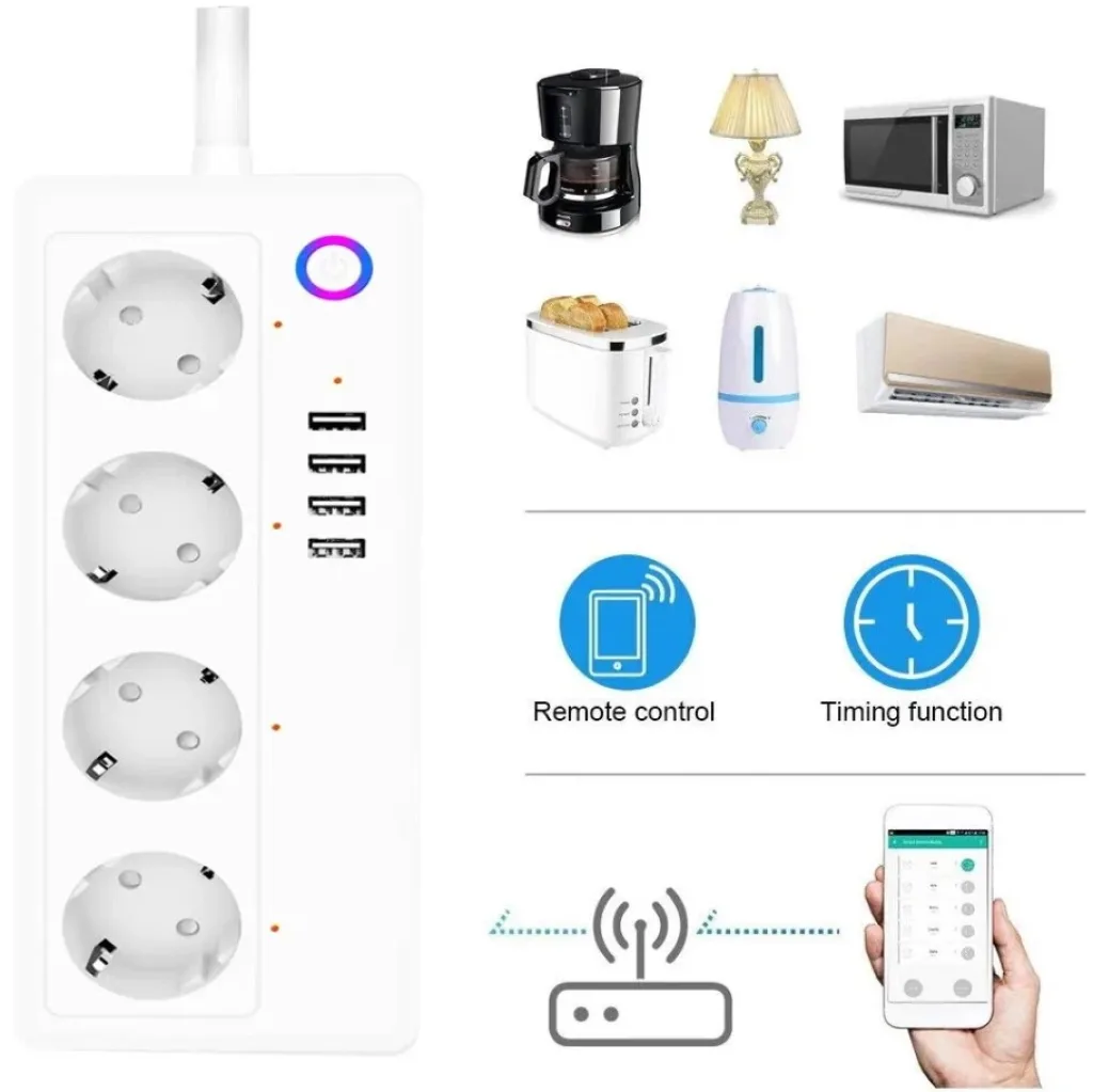 Tuya на 4 розетки и 4 USB порта