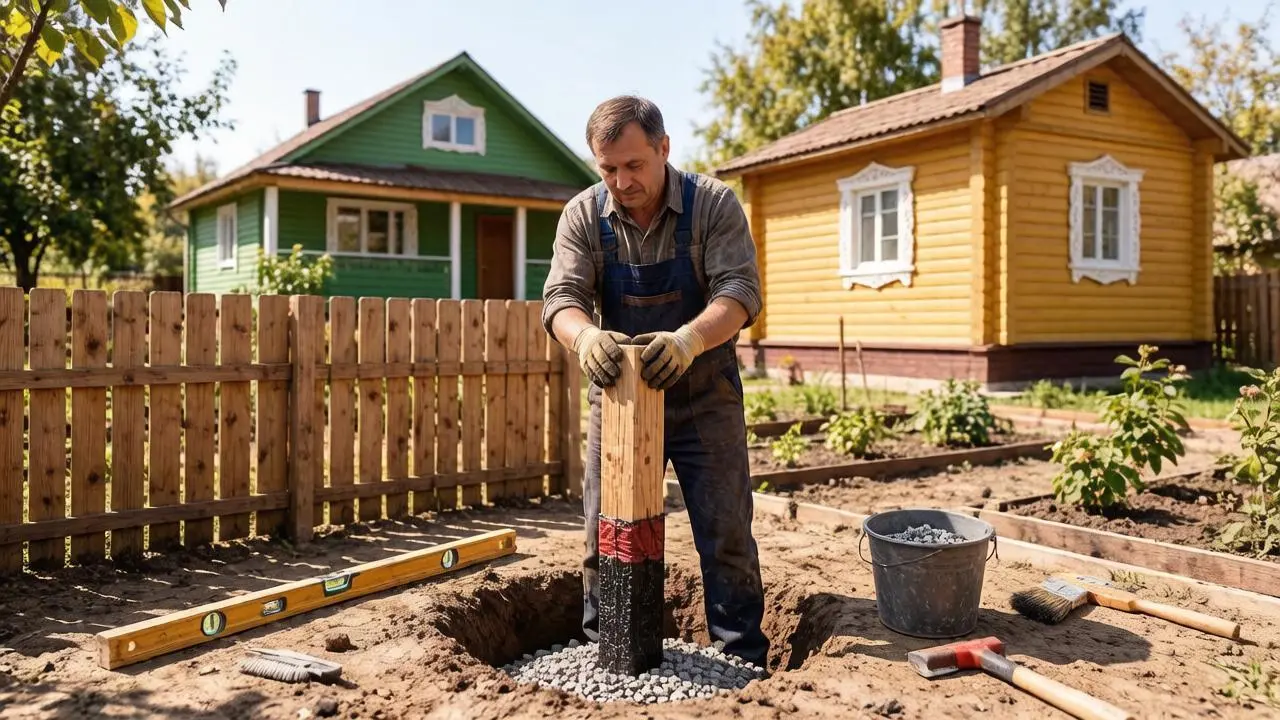 Как установить деревянный столб, чтобы он не сгнил: 4 шага – и он простоит десятки лет