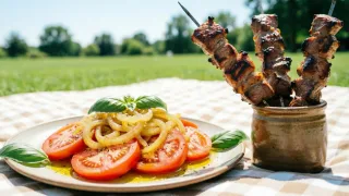 Салат из помидоров с маринованным луком — крутая закуска к шашлыку: готовлю за 7 минут — съедаем за 5