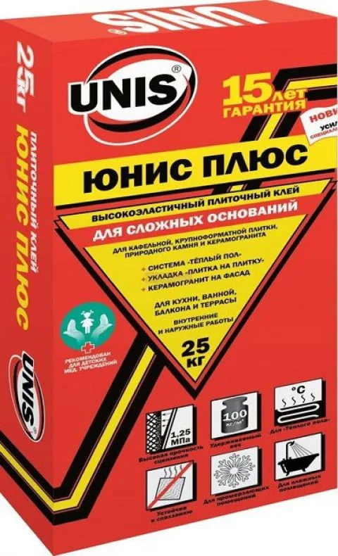 Плиточный клей с отличными эксплуатационными характеристиками — «Unis Plus»