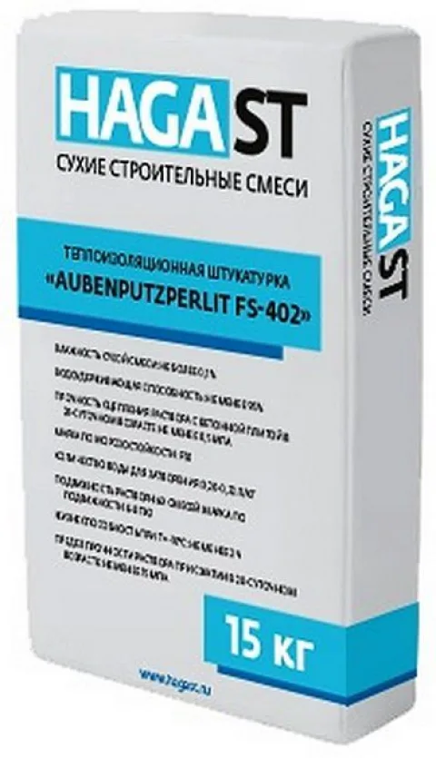 Штукатурка на цементной основе с перлитовым заполнением «HAGAst AuBenputzPerlit FS-402»