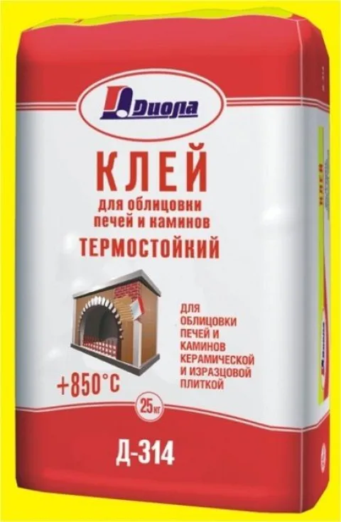 В качестве примера: упаковка специальной сухой строительной смеси – термостойкого клея для облицовки печей