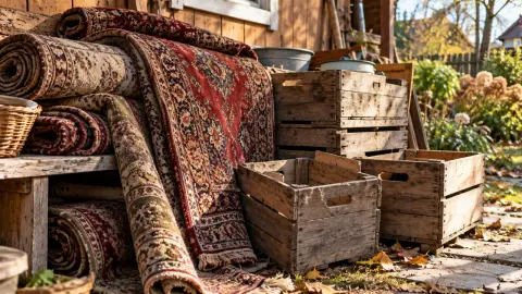 Беру старые ковры с пластиковыми ящиками - делаю из дачного хлама крепкую садовую дорожку: своими руками и за копейки