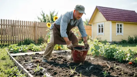 Перед морозами закапываю в грядку дырявое ведро – внутри всю зиму работает биофабрика: весной почва рыхлая и плодородная