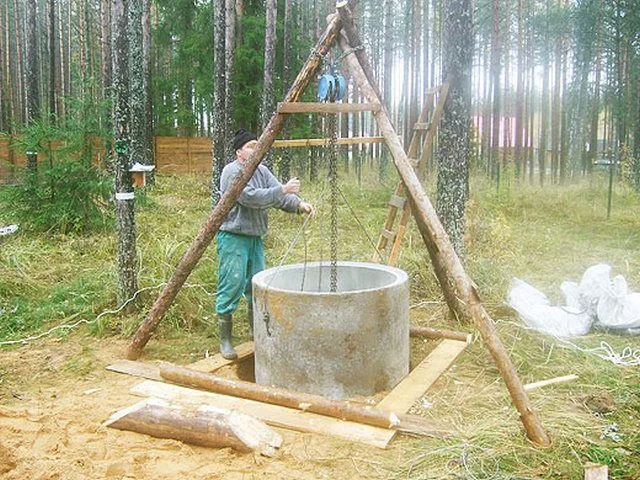 Установка железобетонного кольца