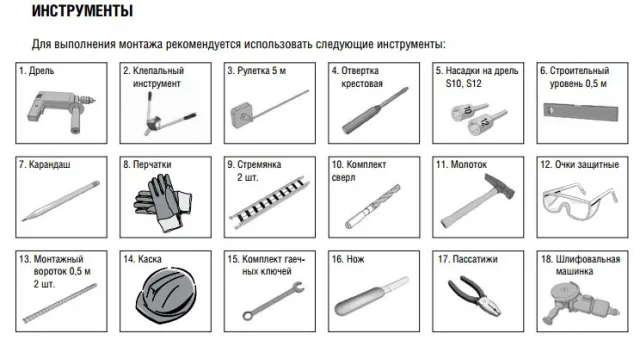 Инструменты для возведения крыши