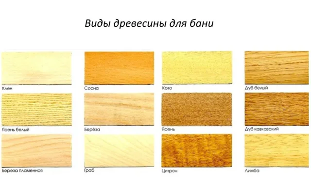 Виды древесины для бани