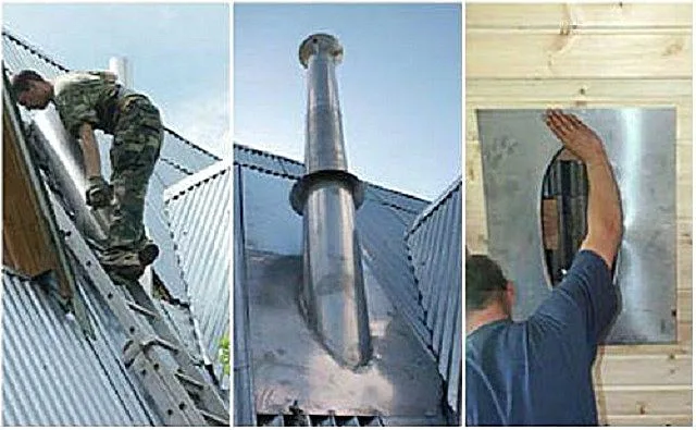 Прохождение дымоходной трубы через кровлю здания