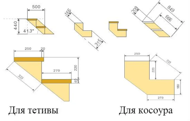 Чертеж нижних ступенек деревянного крыльца