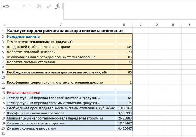 После внесения исходных данных сразу получаем готовый результат