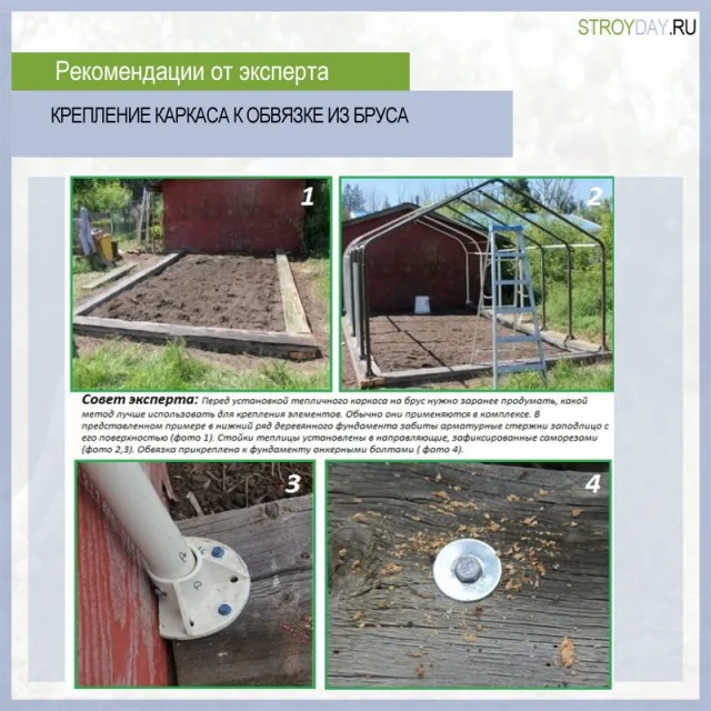 Крепление каркаса к обвязке из бруса