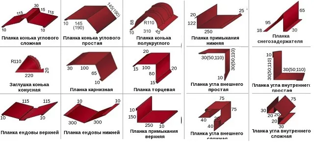 К кровельному покрытию всегда можно приобрести необходимый комплект доборных деталей 