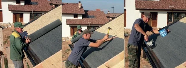 Последовательность горизонтальной укладки рулона подкладочного ковра