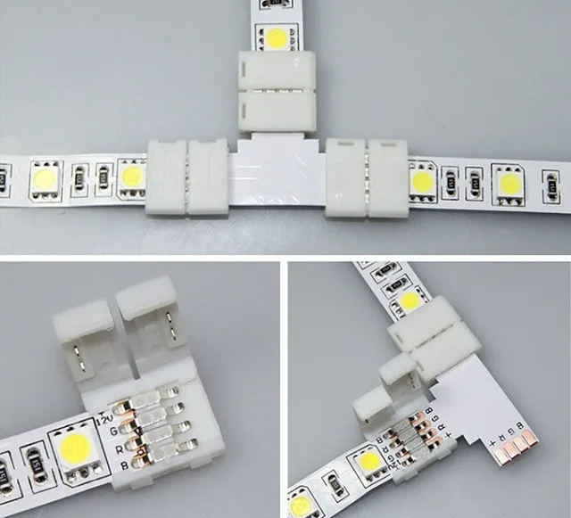 Соединение светодиодных лент LED-коннектором.