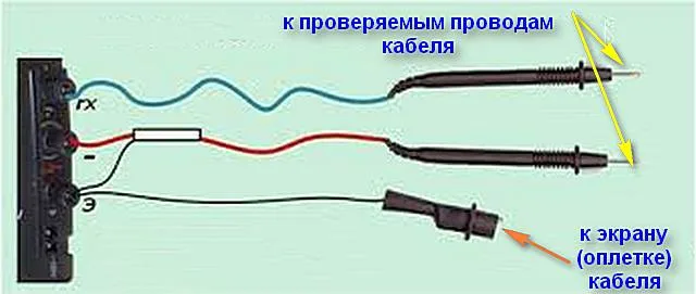 Вариант подключения проводов при необходимости исключить искажающее результат воздействие поверхностных наведенных токов на экране или оплетке кабеля