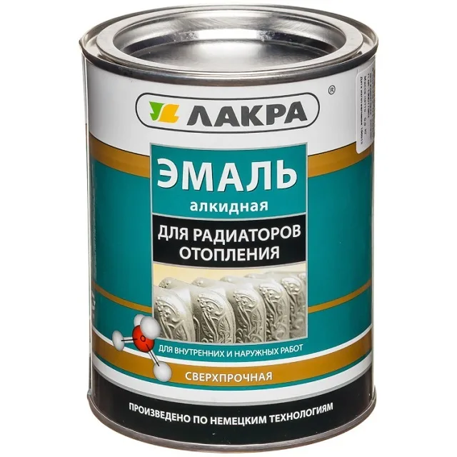 Алкидная эмаль, специально предназначенная для покраски батарей, что отражено на этикетке.
