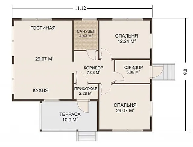 Планировка дома с двумя входами.