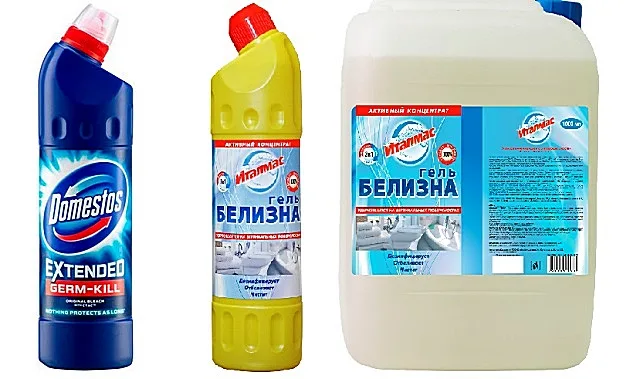 «Доместос» и «Белизна» являются эффективными препаратами для удаления любой патогенной микрофлоры на поверхностях стен ванной комнаты.