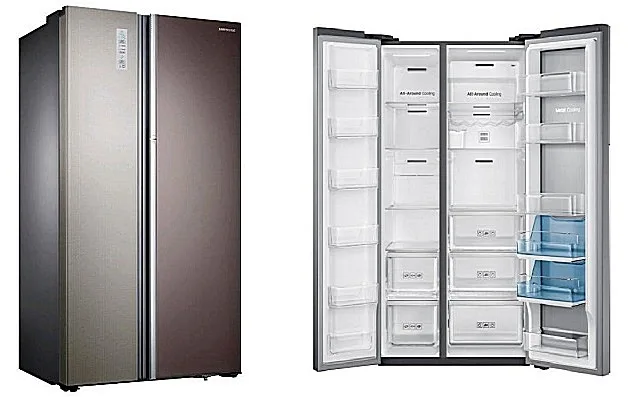 В модели «Samsung RH-60 H90203L» холодильная камера оснащена двумя дверями — стеклянной внутренней и внешней металлической