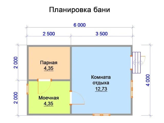 Планировочное решение для строения 4 х 6 м