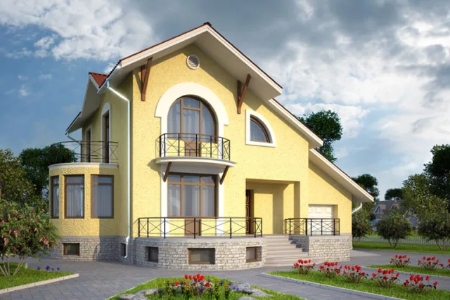 Отделка фасада штукатуркой