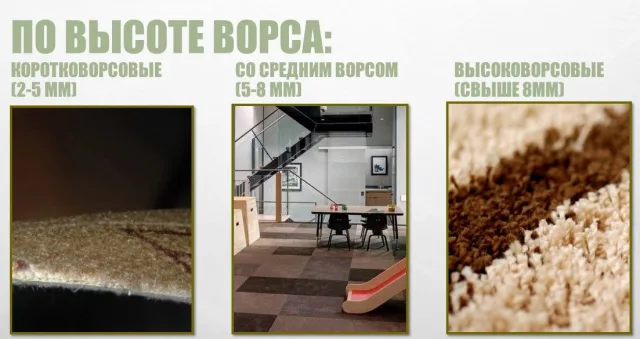 Виды ковролина по высоте ворса