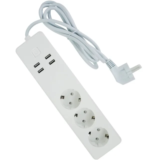 Rubetek RE-3310, 3 розетки, 4 USB порта