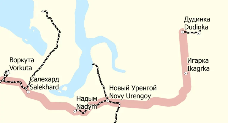 Трансполярная магистраль на карте