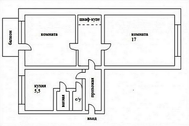 Квартира после одного из вариантов перепланировки – дополнительный коридор-кладовка и полностью изолированные жилые комнаты