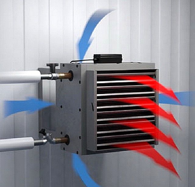 Принцип работы приборов воздушного отопления с водяным теплообменником