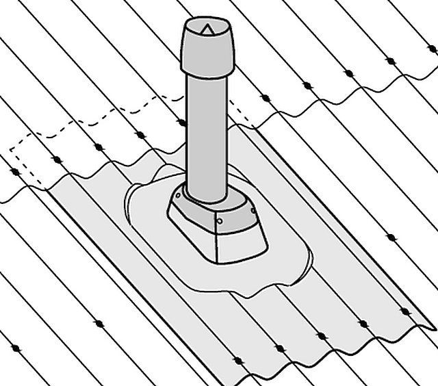 Схема правильного монтажа вентиляционного модуля Ондулин
