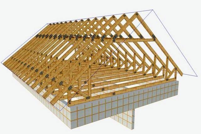 Пример конструкции крыши с висячими стропилами