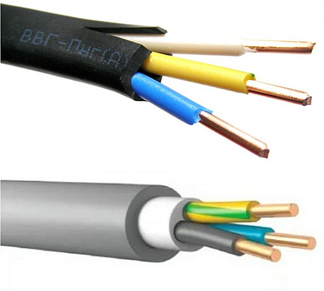 Рекомендуемые кабели для проводки — ВВГ 3×1,5 или NYM с таким же количеством жил и их сечением