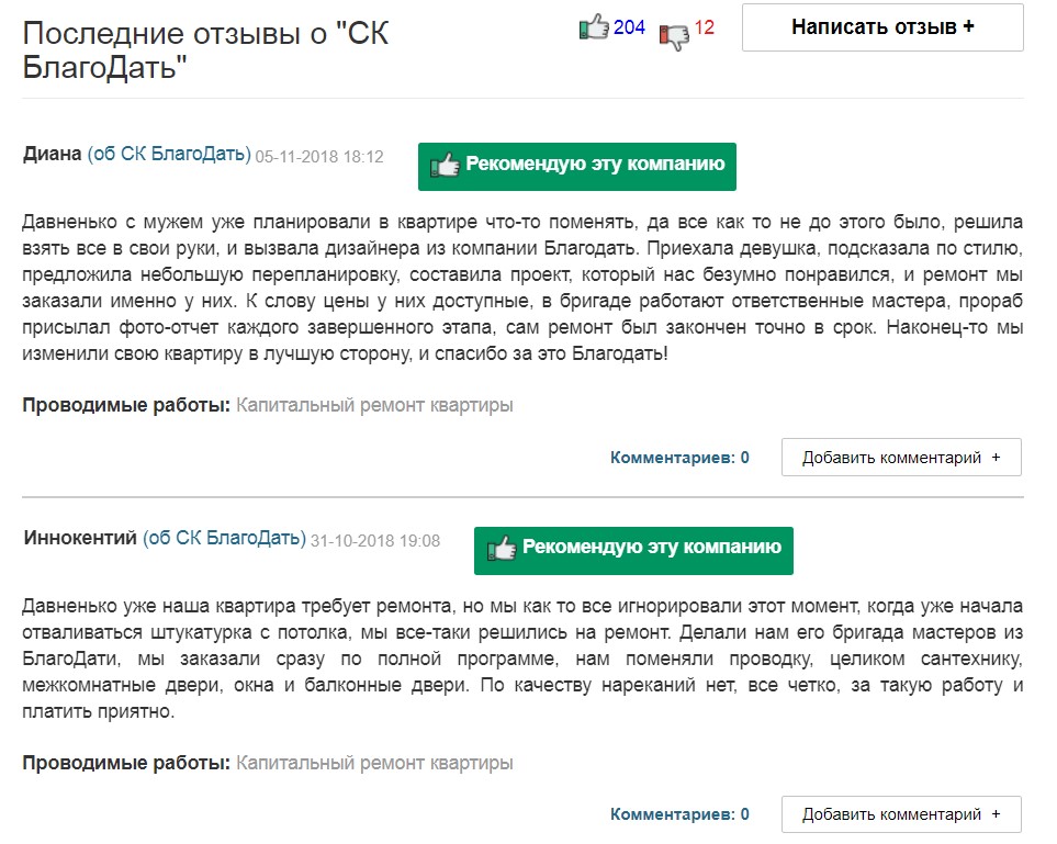 Некоторые отзывы о компании