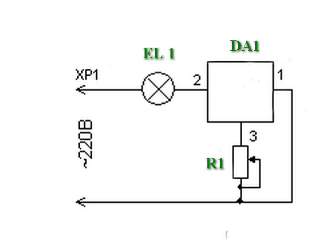 Схема диммера с фазовым регулятором мощности ГРН-1-220