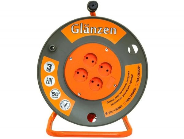 Glanzen 4 розетки 50м EB-50-008 16А IP20 б/з