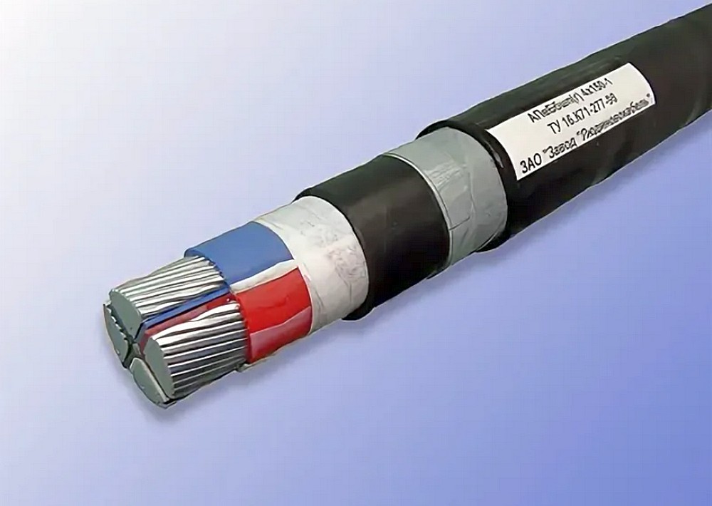 Часто используемый для ввода в здание алюминиевый четырехжильный кабель АПВБбШп(Г) 4×150-1