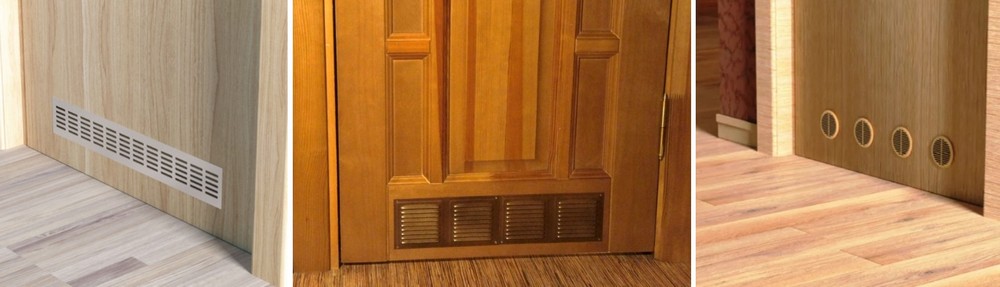 Несколько примеров переточных вентиляционных решеток – и симпатично, и никаких преград для потока воздуха.