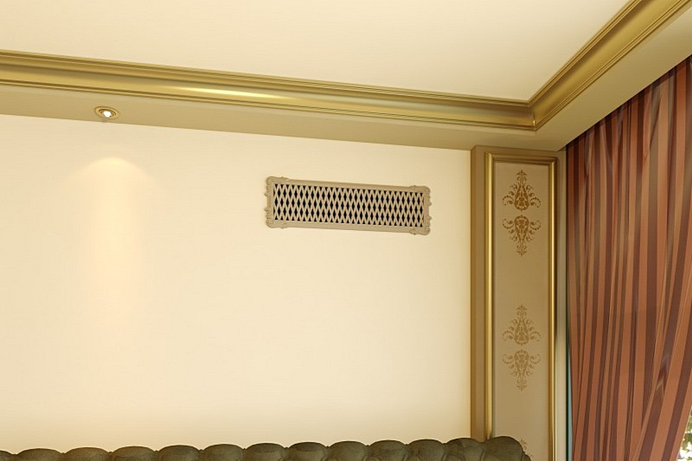 Переточная решетка на стене помещения