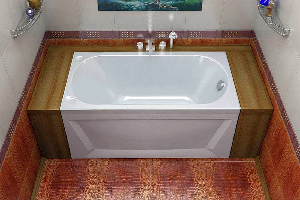 Акриловая ванна со сплошным экраном нужной длины.