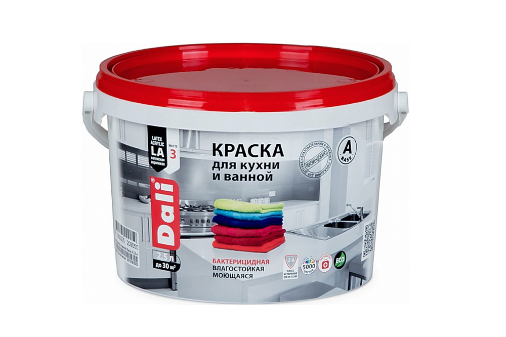 Краска латексная DALI для кухни и ванной База А влагостойкая биозащитная